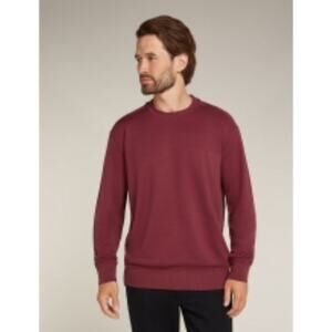 Icebreaker Mens Dalston Long Sleeve Crewneck size Medium Wool Blend Maroon New